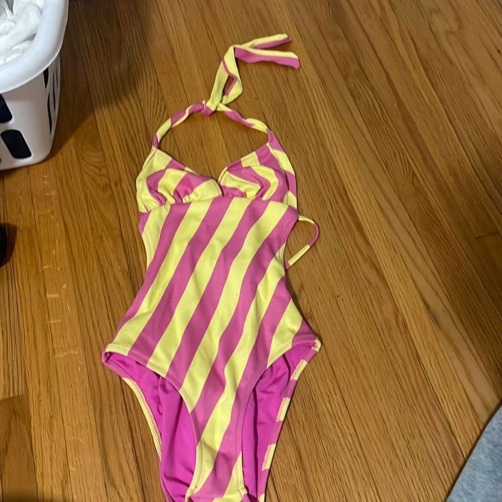 One piece pink and yellow striped
